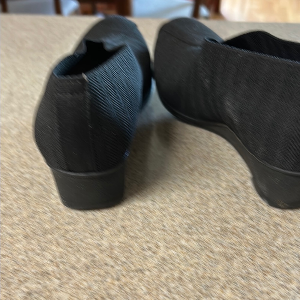 Black Textured Slip-On Shoes